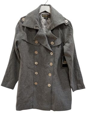 Rocawear Vintage 2008 Gray Wool Blend Trench Coat Women’s XL NWT